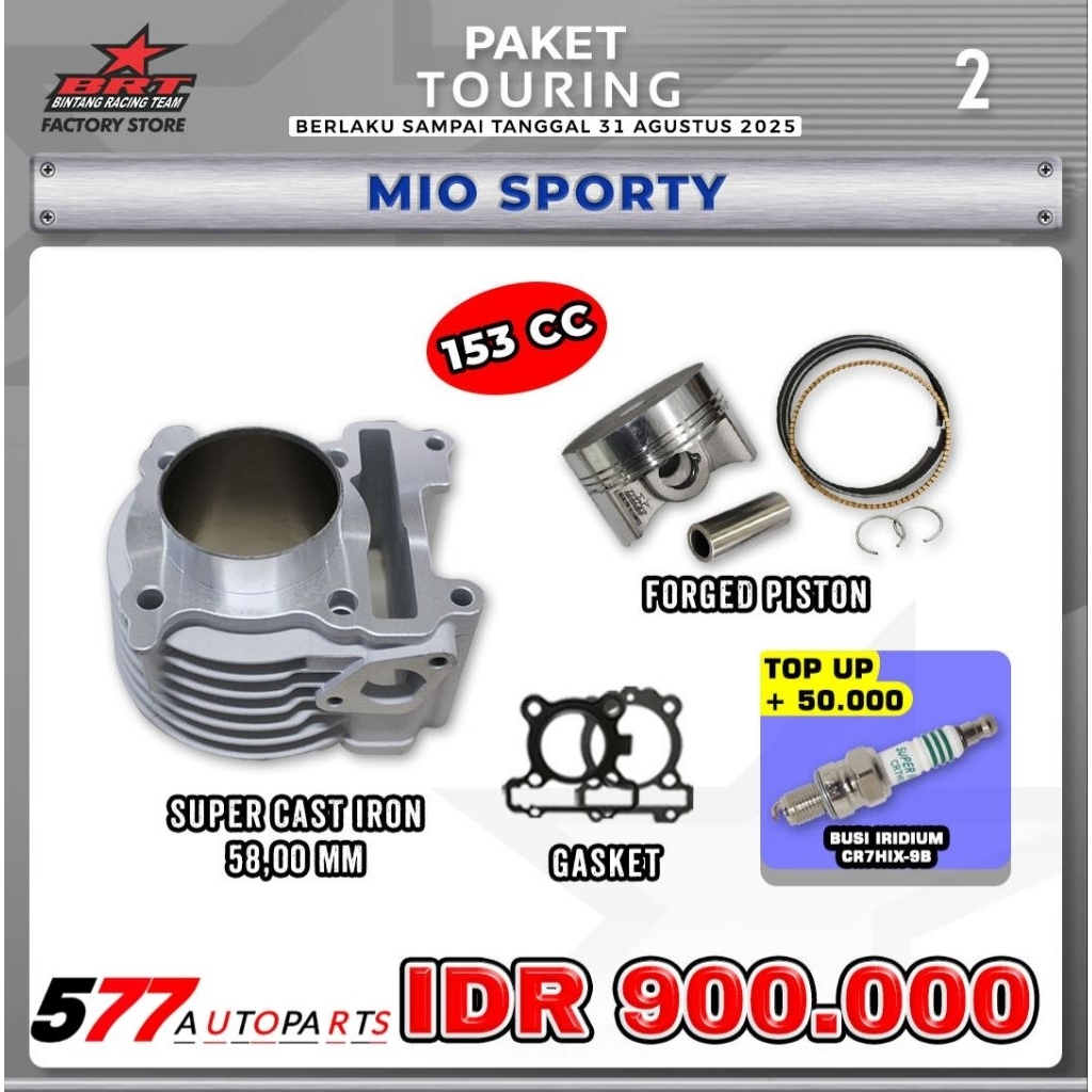 Paket Touring 2 Bore Up BRT Mio Sporty Blok Piston 58.00mm
