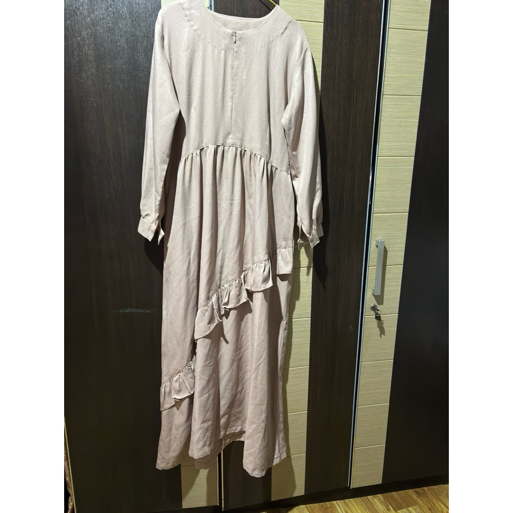 preloved Gamis rempel moka coklat muda