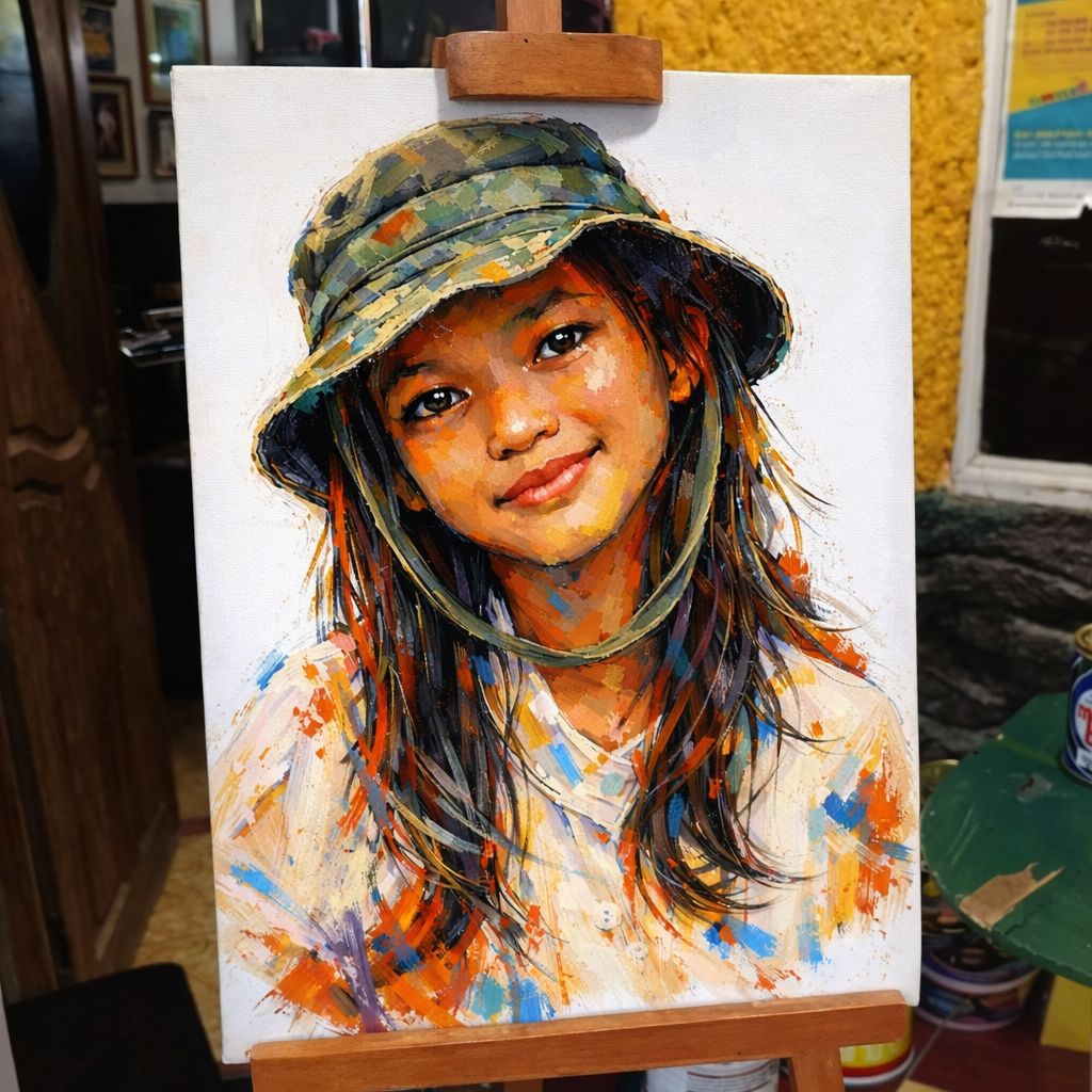 Lukisan Wajah Portrait Kanvas Digital