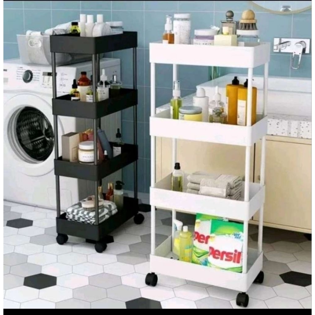 RAK SUSUN SERBAGUNA WARNA PUTIH 4 SUSUN FREE CANTELAN DAN RODA