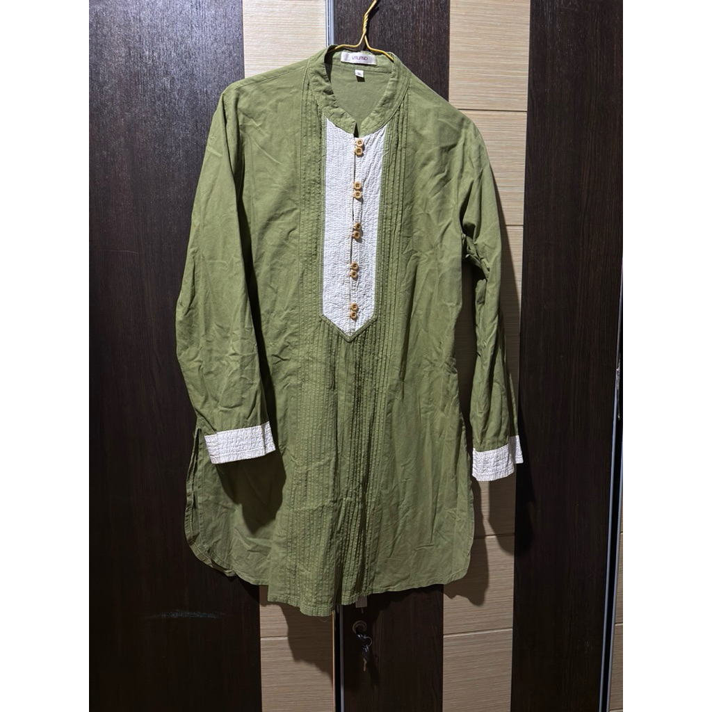 preloved baju wanita tunik katun hijau sage