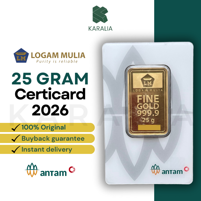 Antam Logam Mulia Emas Antam 25 Gram Emas Logam Mulia Antam 25 Gram Terbaru Certieye Certicard 2026