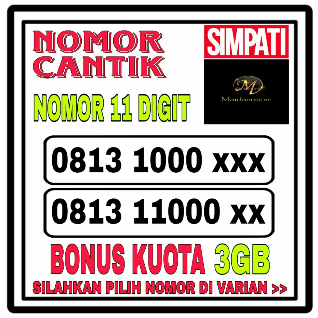 KARTU PERDANA SIMPATI NOMOR CANTIK 11 DIGIT SERI 1000