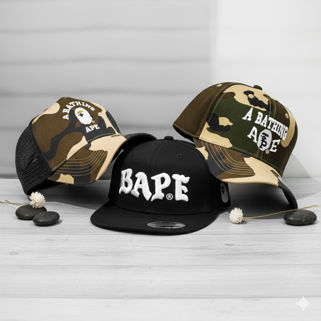 BAPE Topi Baseball Snapback Hats Caps Logo Bordir Topi High Quality Vintage #397