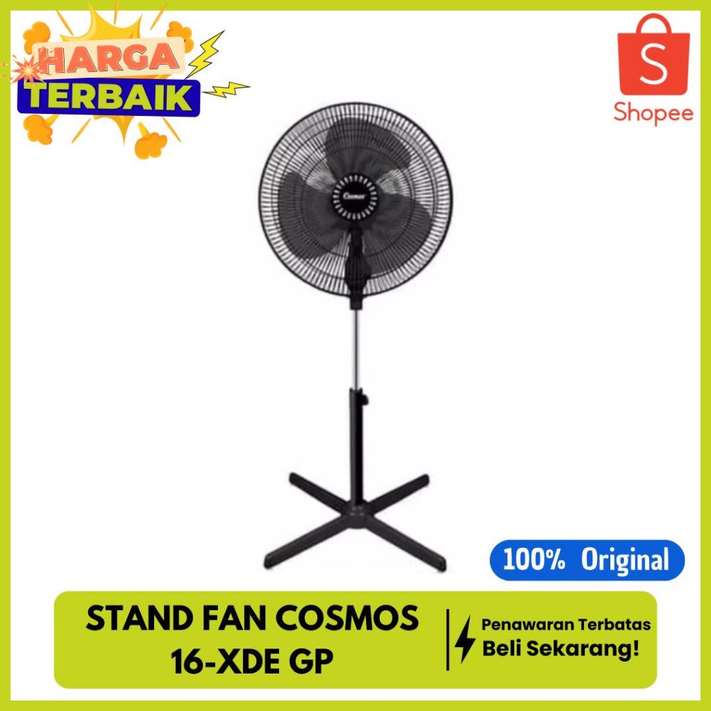 COSMOS 16-XDE GP STAND FAN / KIPAS ANGIN BERDIRI 16" SUPERSPRE 16XDE GP - BLACK