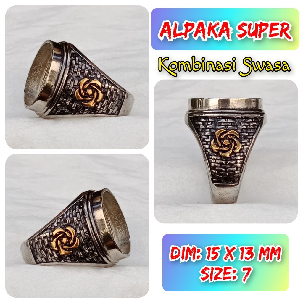 cincin emban batu akik batu permata alpaka super kombinasi swasa.56