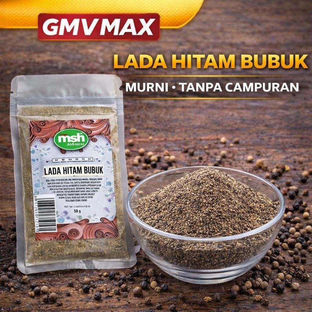 Lada Hitam Bubuk , Lada Hitam Bubuk Murni , Lada Hitam Bubuk Pedas Alami , Praktis Siap Pakai