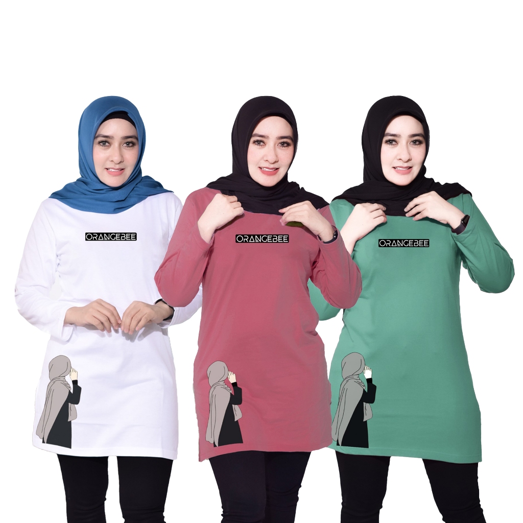 Tunik Kaos OrangeBee New Collection - Tunik Muslimah - Tunik Kekinian - Tunik Kaos Muslimah 09