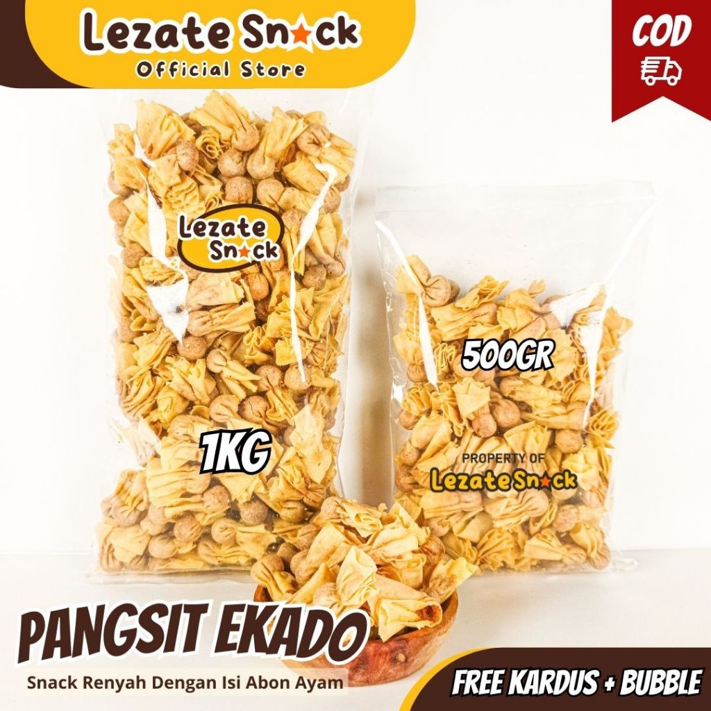 Keripik Pangsit Ekado Abon Ayam 500gr Enak Murah / Pangsit Bawang Ekado Merk Sarikaya Kue Lebaran Ja