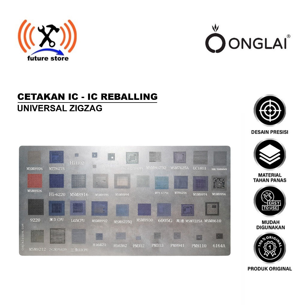 ONGLaistore CETAKAN IC UNIVERSAL ZIGZAG REWORK IC -CETAKAN IC UNIVERSAL ZIGZAG ONGLAISTORE UNTUK REB
