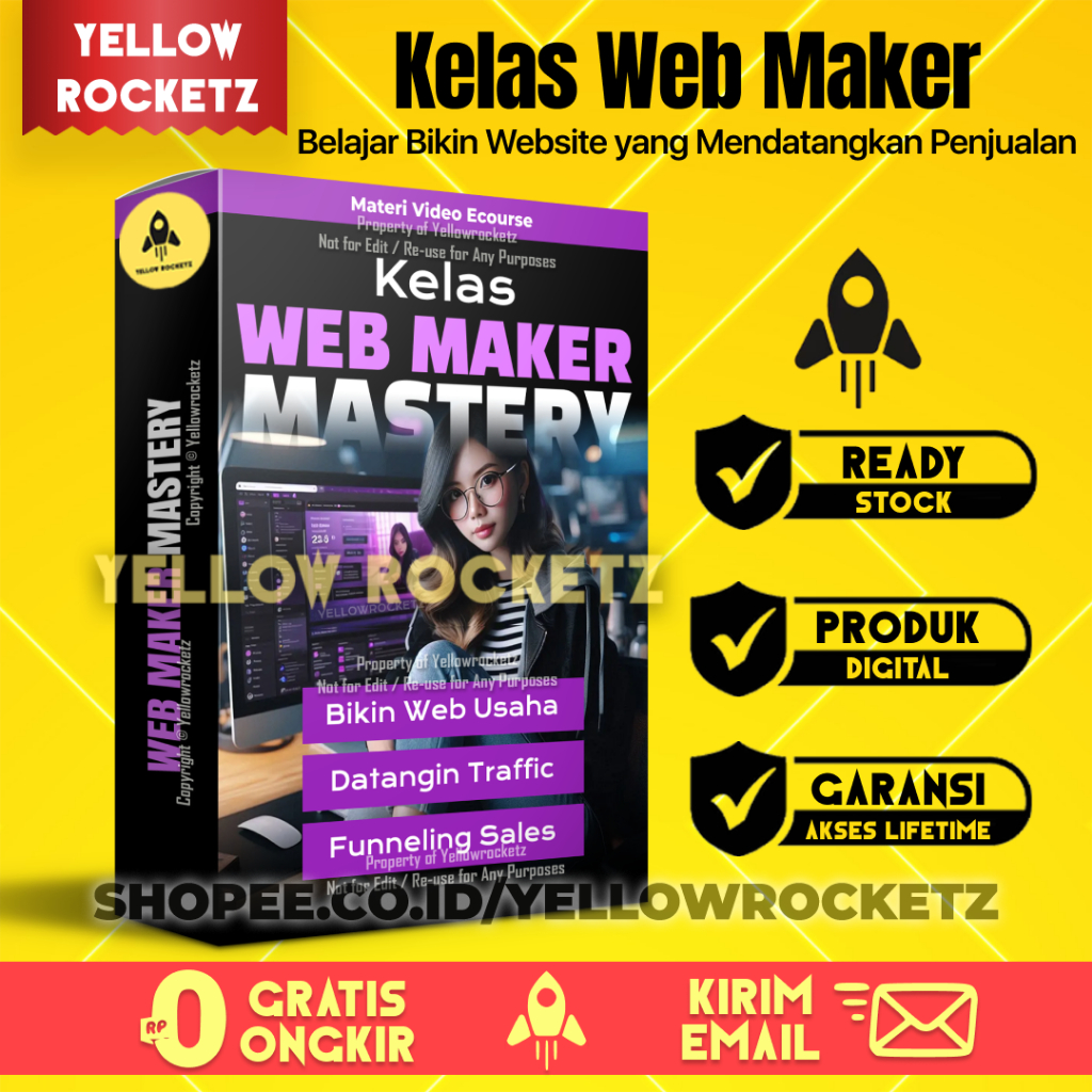 Kelas WEBMAKER MASTER TERBARU - Belajar Buat Website Tanpa Coding LANGSUNG JADI - Materi Video