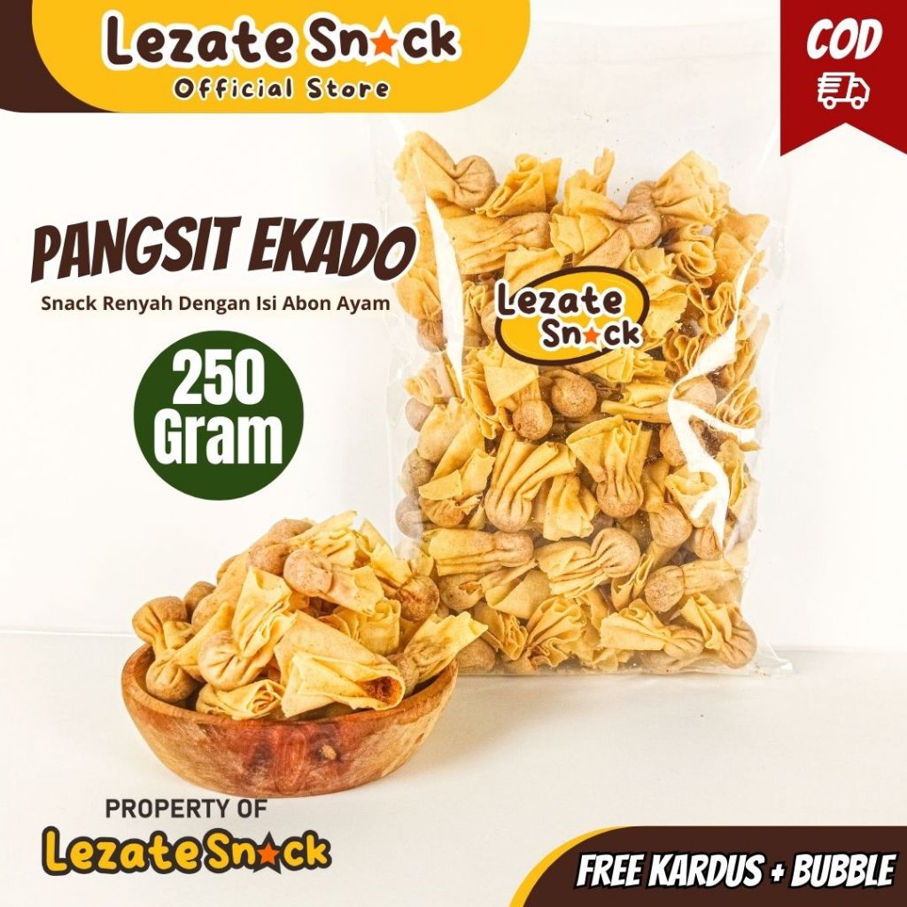 Keripik Pangsit Ekado Abon Ayam 250gr Enak Murah / Pangsit Bawang Ekado Merk Sarikaya Kue Lebaran Ja