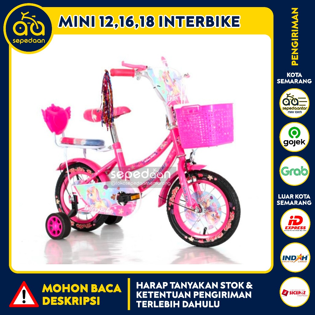 Sepeda Anak MINI CTB 12 16 18 INTERBIKE - keranjang cewek perempuan
