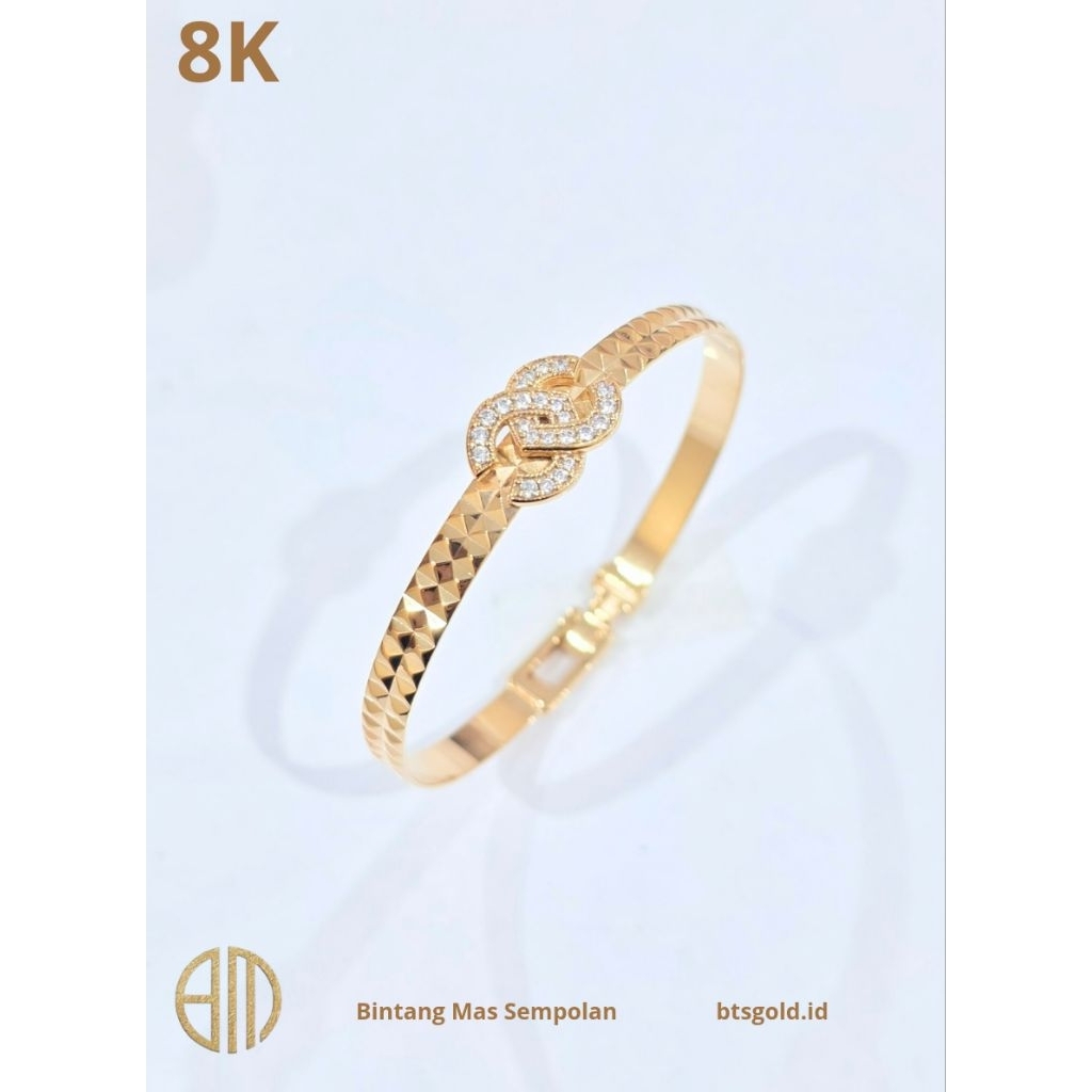 GELANG BANGLE KACA MODEL-CHNL PERMATA EMAS ASLI