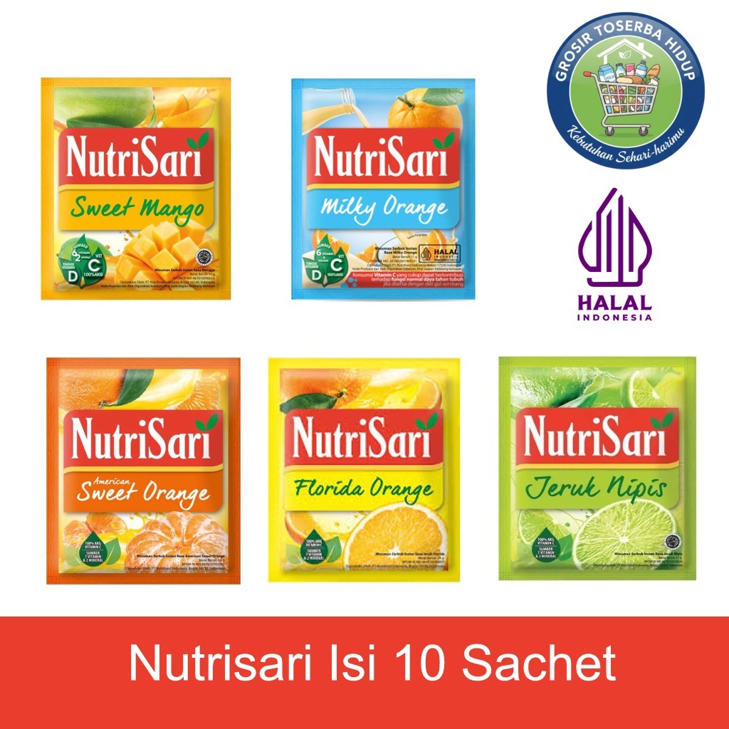 NutriSari Renceng Aneka Rasa isi 10 Sachet - Segar, Vitamin C, Tanpa Pengawet