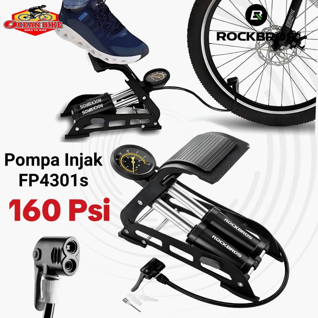 ROCKBROS FP4310S Pompa Ban Manual 160 PSI untuk Sepeda, Motor, Mobil, dan Bola