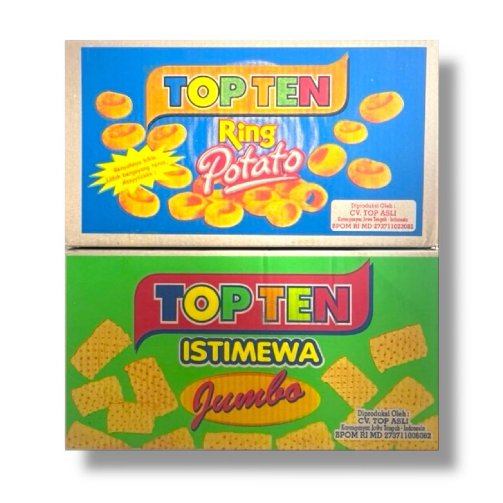 (1 Dus) Snack Jadul Top Ten Istimewa Top Ten Ring Cemilan Chiki Ciki Topten