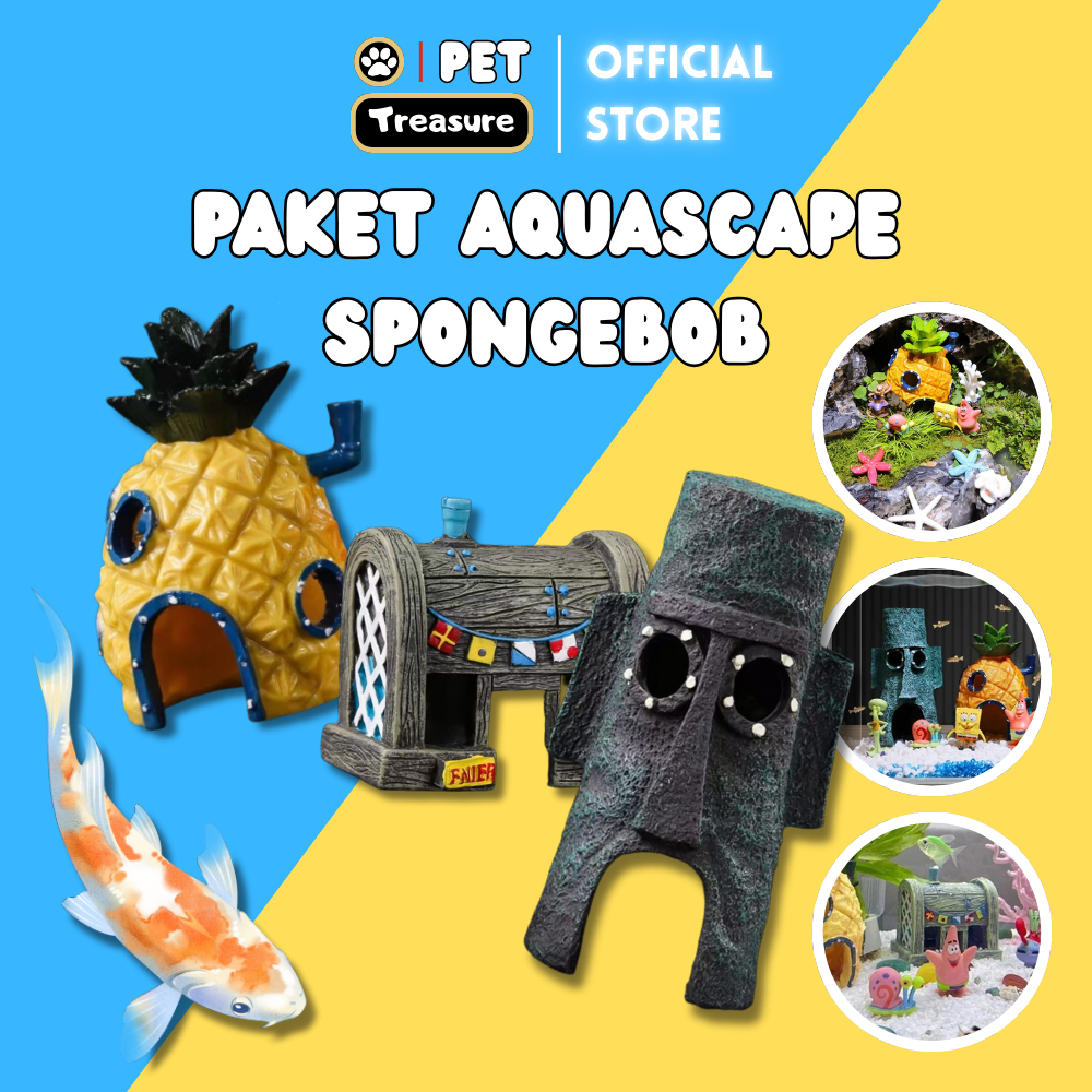 Dekorasi Akuarium Spongebob Squidward Patrik Ornamen Aquarium Lucu Aksesoris Hiasan Ikan 0232