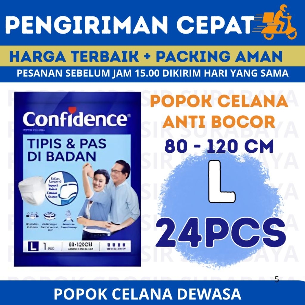 Confidence Popok Celana Dewasa Ukuran L 24pcs - Confidence Popok Dewasa Ukuran L 24pcs Sachet Rencen