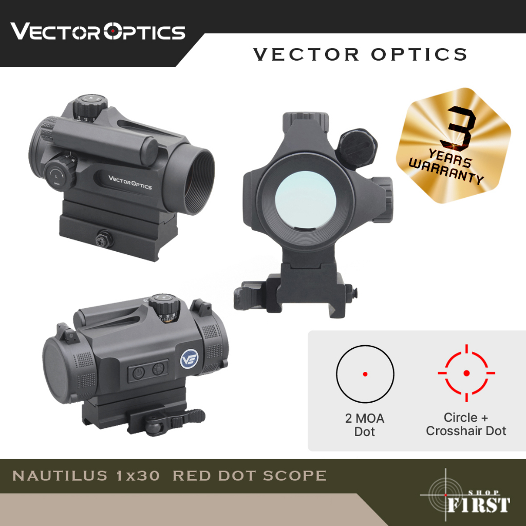 VECTOR OPTICS Nautilus 1x30 Red Dot Scope Double Reticle