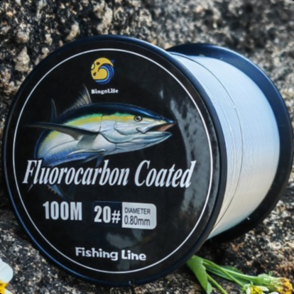 Bingolife Senar Pancing Fluorocarbon Big Game 100m Ukuran 12#-40# Bening Cepat Tenggelam Target Ikan