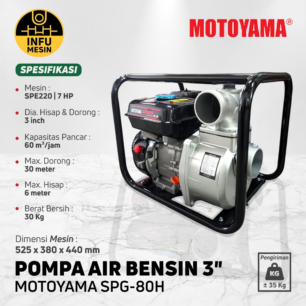 POMPA ALKON 3 INCH MOTOYAMA SPG80 BENSIN 4 TAK