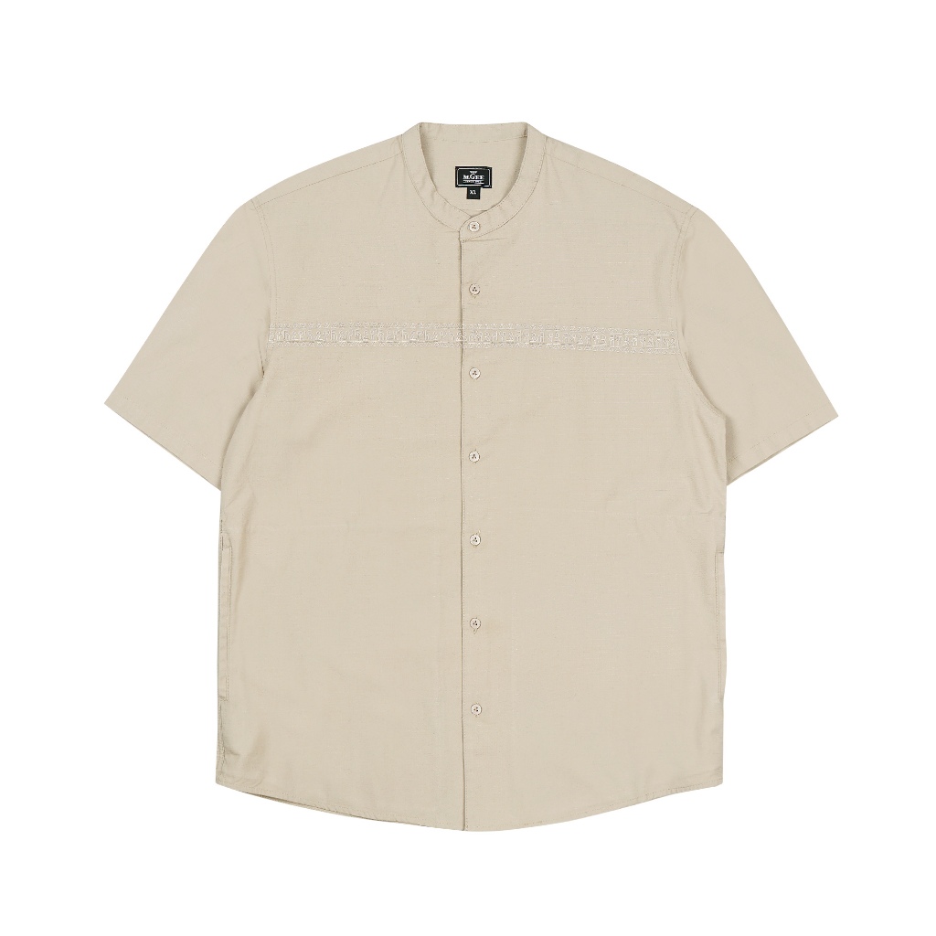 Baju Koko Original MGEE - Baju Koko Lengan Pendek Pria Original MGEE Alfero CKRR 105 Cream