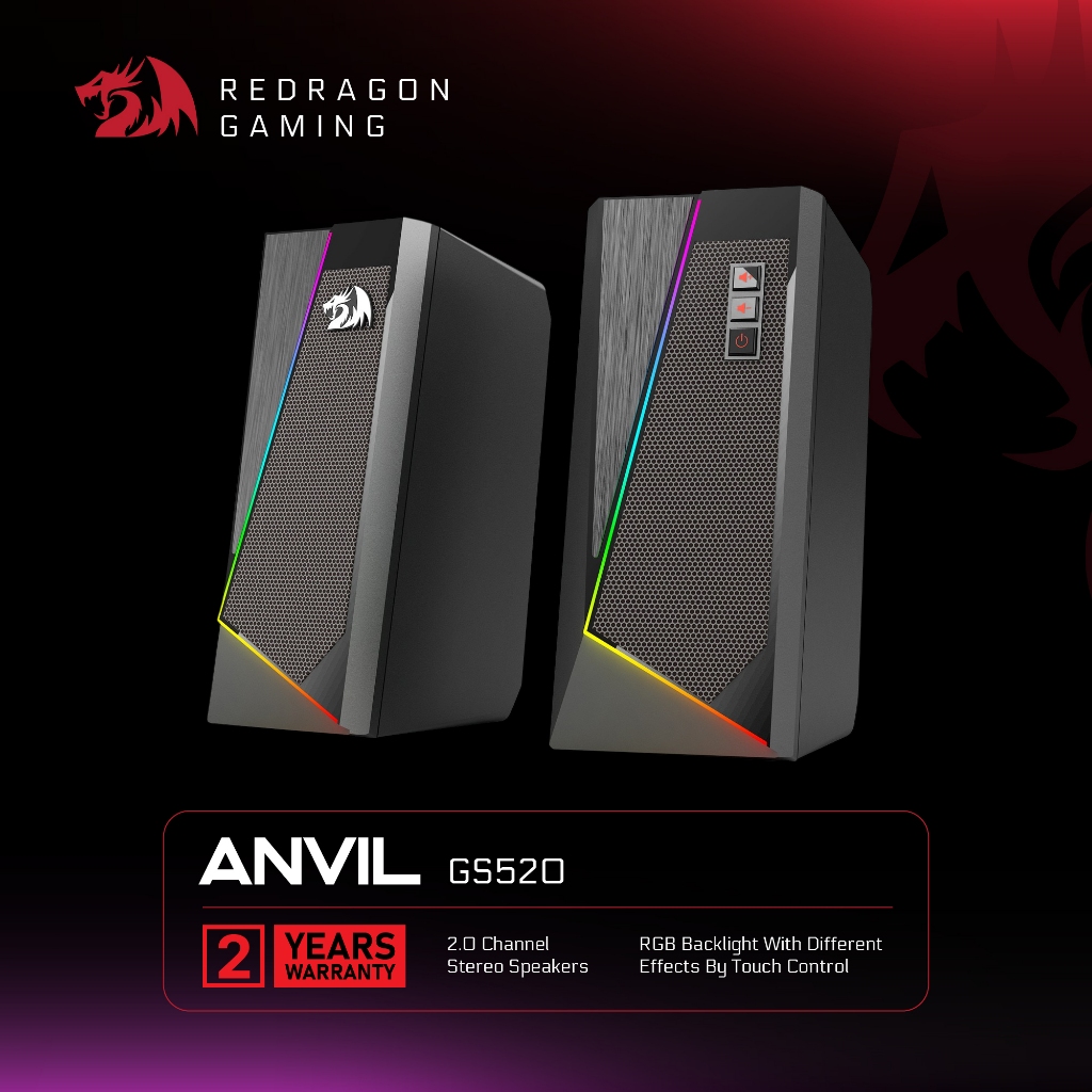 Redragon ANVIL GS520 RGB Speaker Classic design and simple structure 2.0 channel stereo speakers