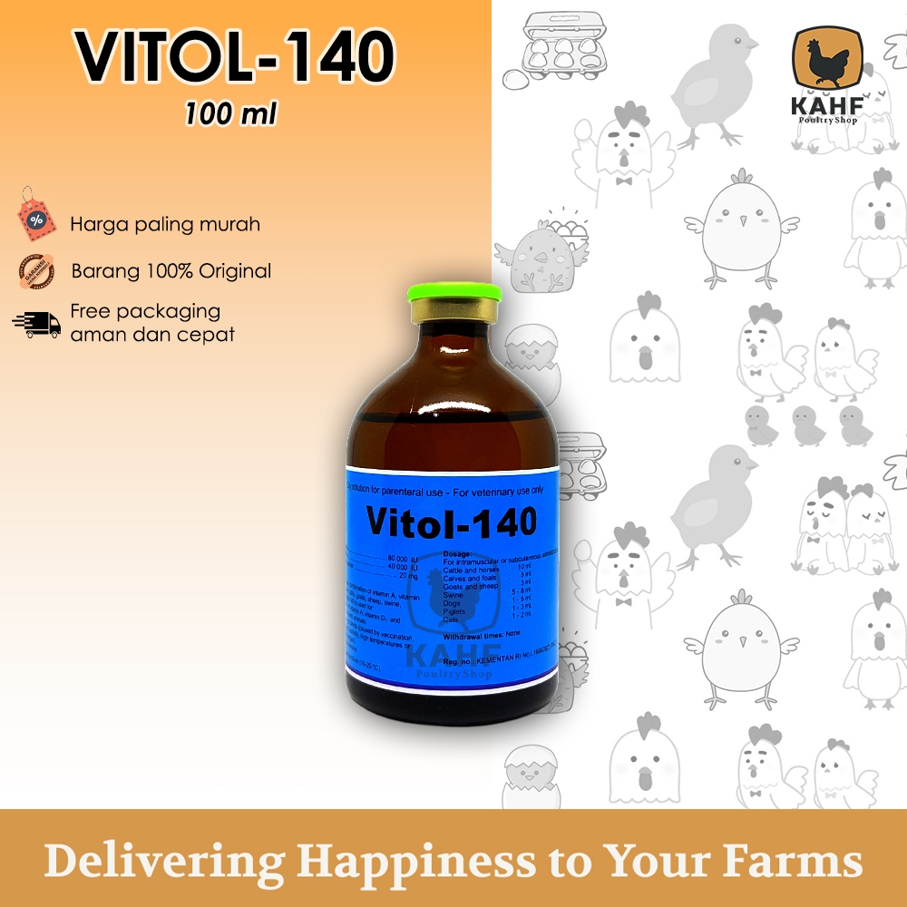 Vitol-140 100ml - Multivitamin Ternak Injeksi
