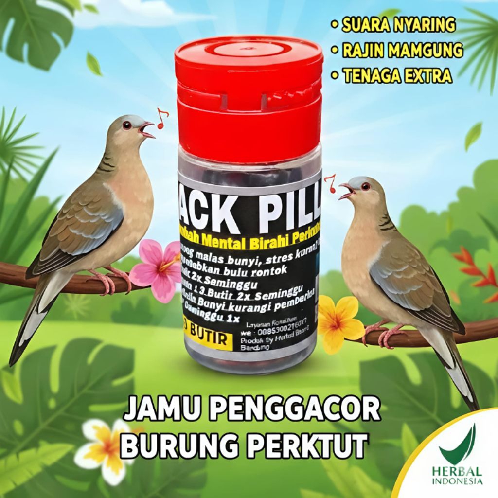 Black Pil Jamu Perkutut isi 50 pil penggacor perkutut lokal bangkok Larasati Super - Membantu Burung