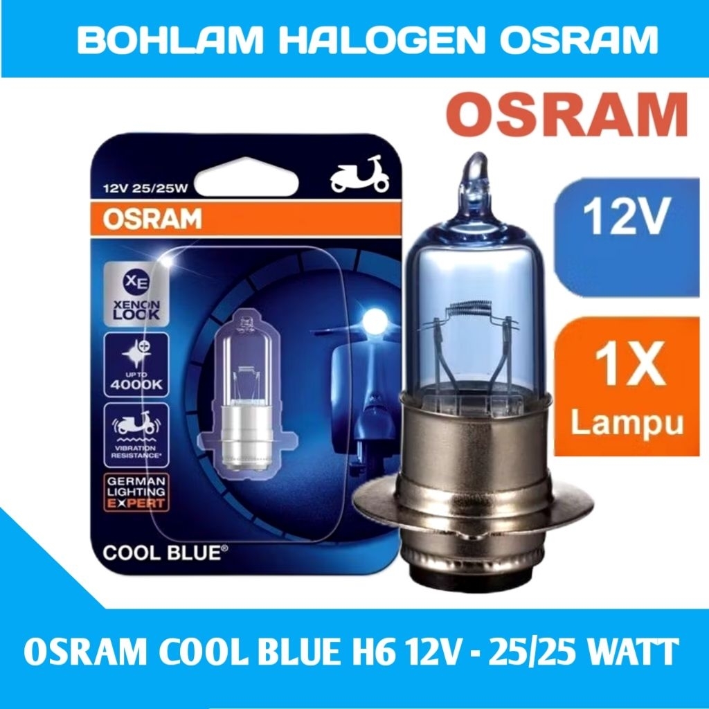 Bohlam Lampu Depan OSRAM Cool Blue H6 Motor Bebek Dan Matic 12Volt , Bohlam Halogen OSRAM , Bohlam O
