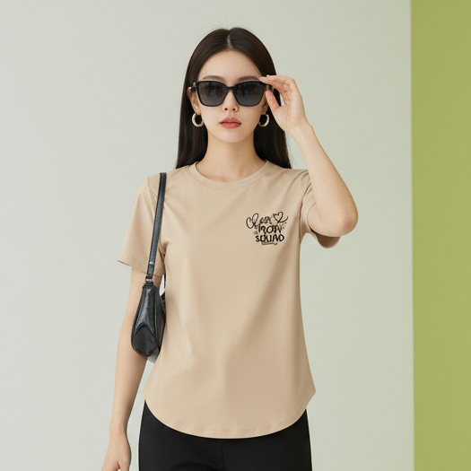 ALUNA TOP Kaos Oval Oblong Wanita/Bahan Spandek Distro Printing Premium/Lengan Pendek/Atasan/Baju Ka
