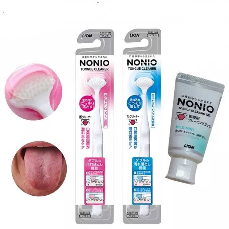 Pembersih lidah Lion Nonio Tongue Cleaner Tongue cleaning gel Original Jepang