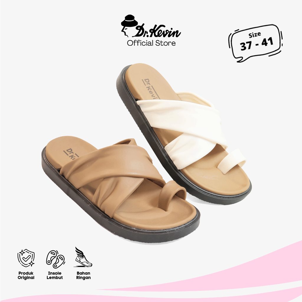 Dr. Kevin Sandal Selop Wanita Hak Rata Flat Sandals 571-150