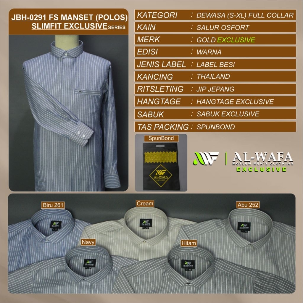 Jubah Al-Wafa/AWF Gold Exclusive Motif Salur Bahan Salur Osfort Gamis Muslim Pria Lengan Panjang Man