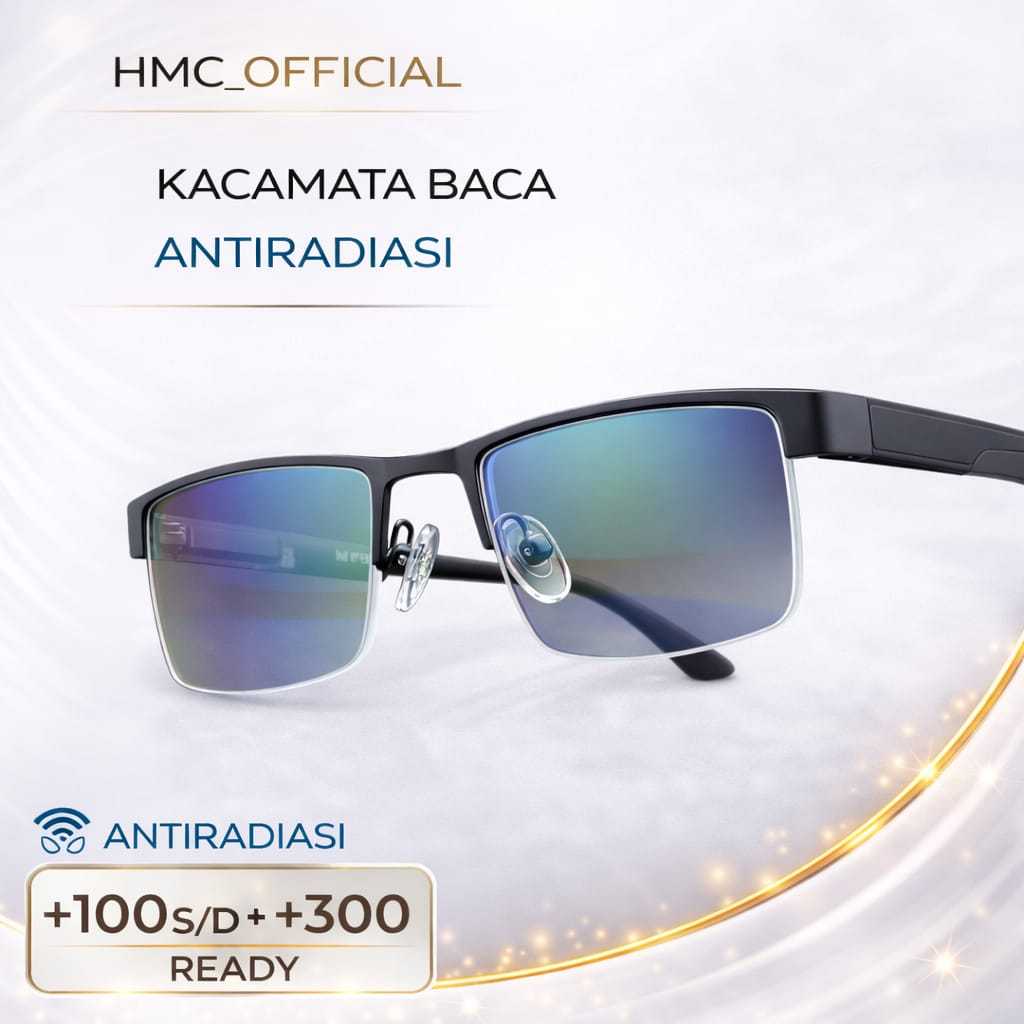 Kacamata Baca Plus Pria Wanita Anti Radiasi  Komputer Half Frame +100+125+150+175+200+250+275+300
