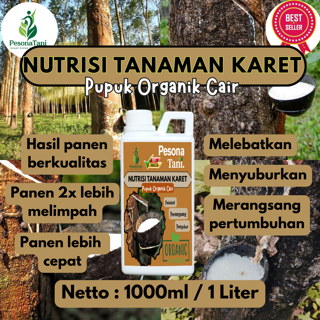 NUTRISI TANAMAN KARET 1 LITER / 1000ML (PESONA TANI) - Pupuk Organik Cair Tanaman Karet Booster Tana