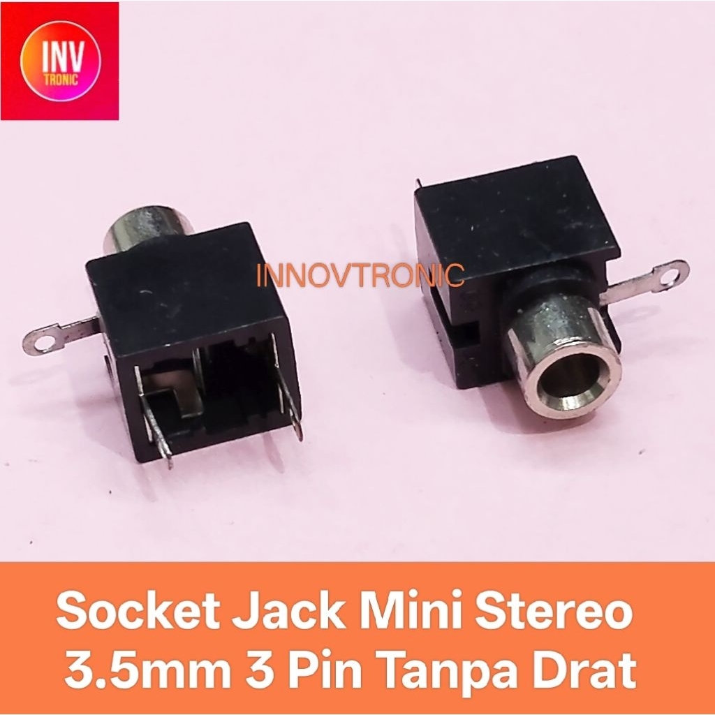 3.5mm 3Pin Socket Jack Mini Stereo Vertikal Tanpa Drat Tancap PCB Vertical No Thread