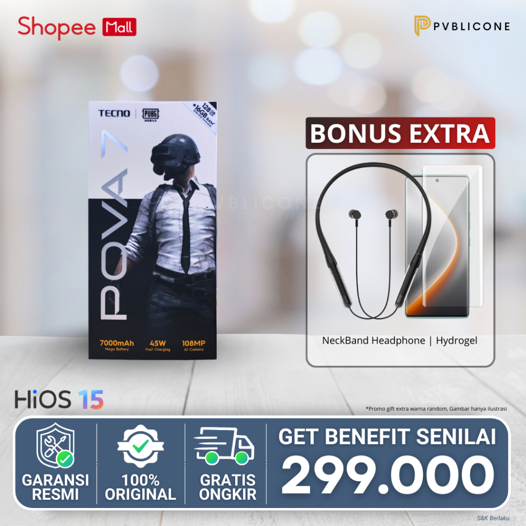 TECNO POVA 7 4G/LTE RAM 8GB Internal 128/256GB Handphone Smartphone Original Garansi Resmi 1 Tahun