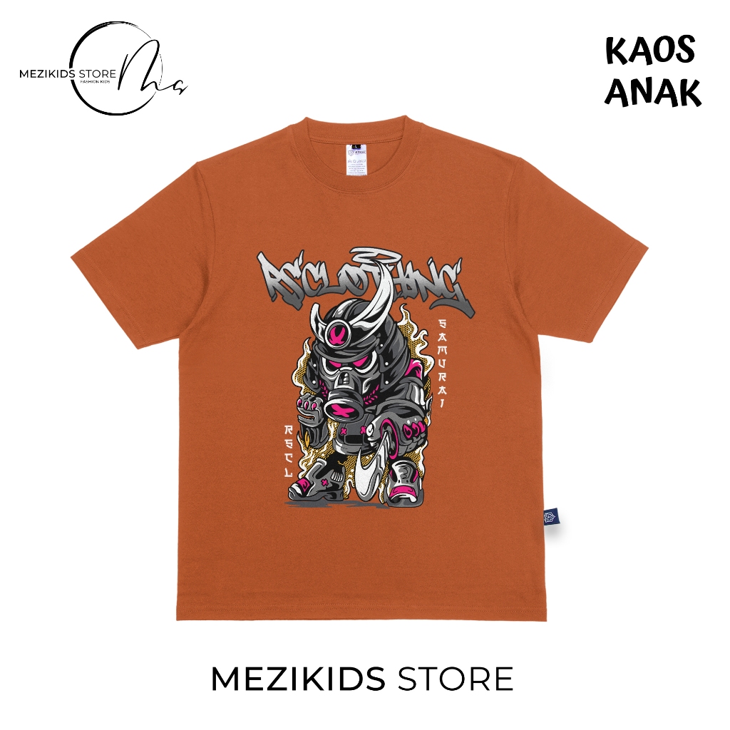 MEZIKIDS Baju kaos distro anak laki laki karakter samurai baju harian anak cowo keren lucu  usia 4-1