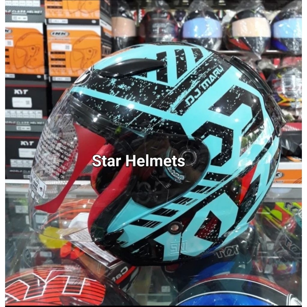 Helm KYT DJ Maru Motif #16 Aqua Blue /Black