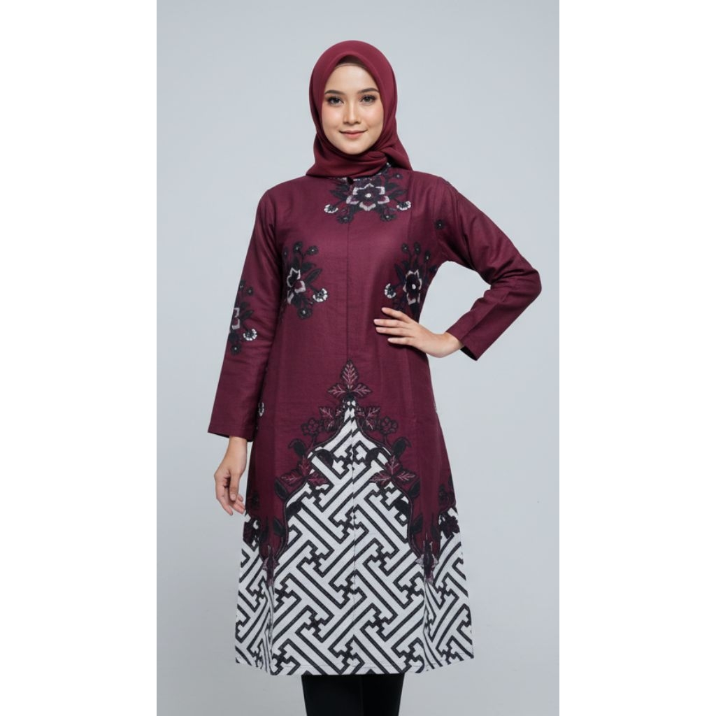 BAJU TUNIK BATIK SOLO ATASAN WANITA MODERN TUNIK 02