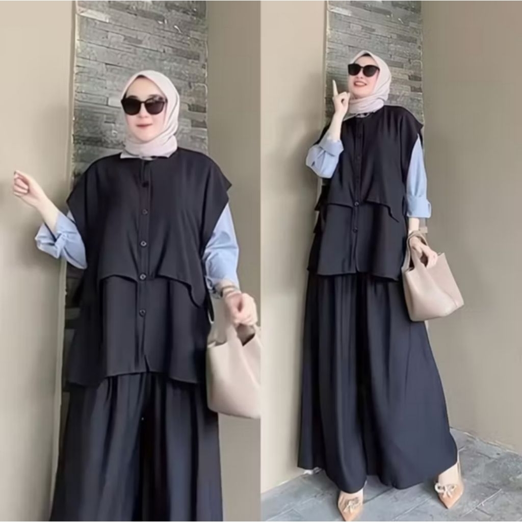 SET HANUM  RAYON KOMBINASI//SETELAN ARSYLA RAYON TWILL//SETCEL TERBARU