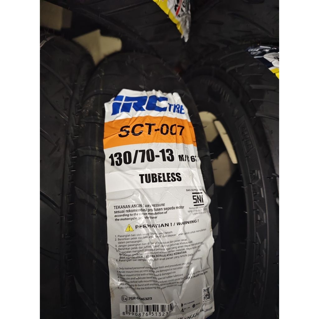 BAN LUAR TUBELES IRC 130/70-13 SCT-007 BAN BELAKANG MOTOR N-MAX/PCX 160/ADV IRC TUBELES PT GAJAH TUN