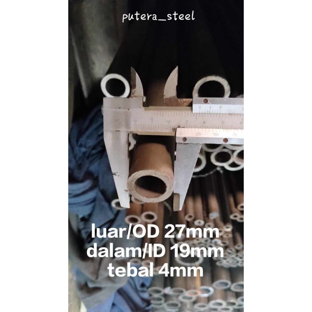 pipa besi seamles luar/OD 27mm dalam/ID 19mm tebal 4mm ukuran 10-100cm