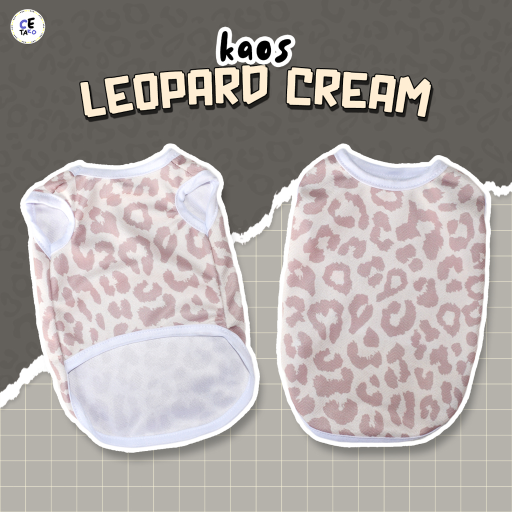 Baju Kucing Lucu Motif Leopard Macan Tutul Warna Cream Untuk Kucing Anak Kambing Anjing Size Jumbo