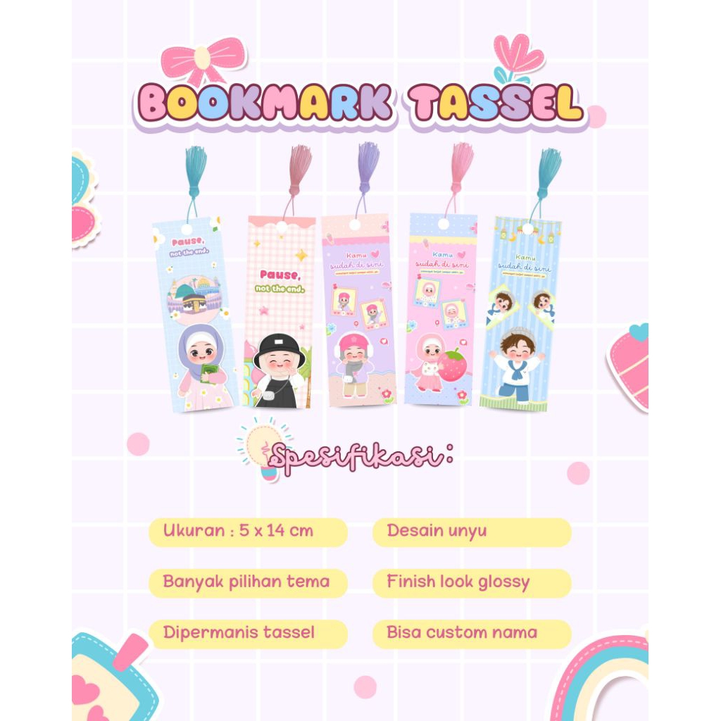 BOOKMARK PENANDA BUKU | BATAS MEMBACA | AESTHETIC | CUTE | ISLAMI | TASSEL | BEST SELLER TERMURAH