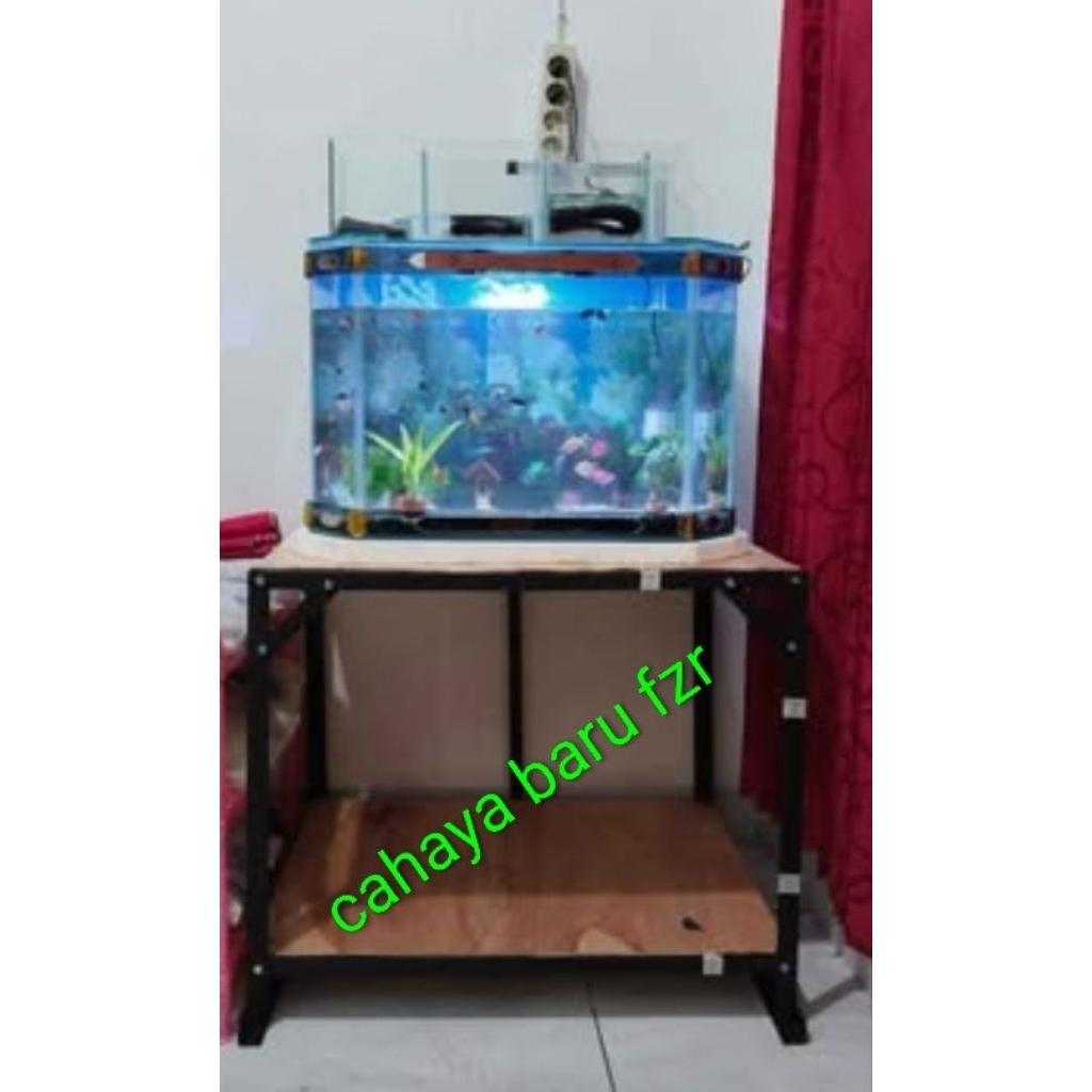 RAK AQURIUM/TARUH BARANG 2SUSUN MULTIFUNGSI SERBAGUNA.( T.65besi siku 3x3fullXL.31besi siku (Bc)xP.6