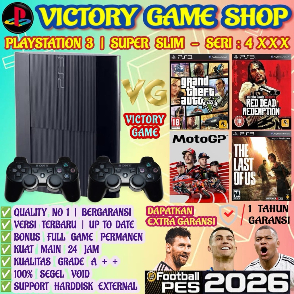 PS3 | PS3 SUPER SLIM | HEN CFW | ORIGINAL KUALITAS GRADE A | BERGARANSI 1 TAHUN
