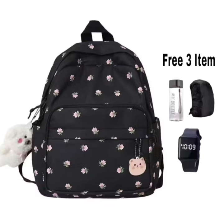 Tas Ransel Anak Perempuan Terbaru Motif Bunga Tulif Tas Wanita Kekinian Korean Style Tas Sekolah TK 